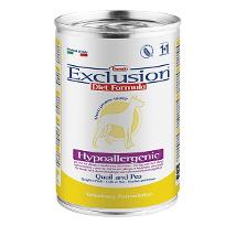 EXCLUSION HYPOALLERGENIC DIET PER CANI CON QUAGLIA E PISELLI BARATTOLO 400 G