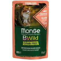Monge Cat Bwild Sterilizzato Salmone/Gamberetti/Ortaggi 85Gr Buste