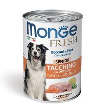 Monge Dog Fresh Um Senior Tacchino Con Ortaggi 400Gr Lattina Bocconi In Pate