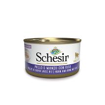 Schesir Cat Pollo Filetti Manzo Riso Al Naturale 85Gr - In Acqua Di Cottura Fascia Bordo' 7179 Minsan 971079126