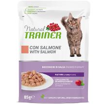 TRAINER NATURAL PER GATTI MATURE CON BOCCONCINI SALMONE IN SALSA BUSTA 85 G